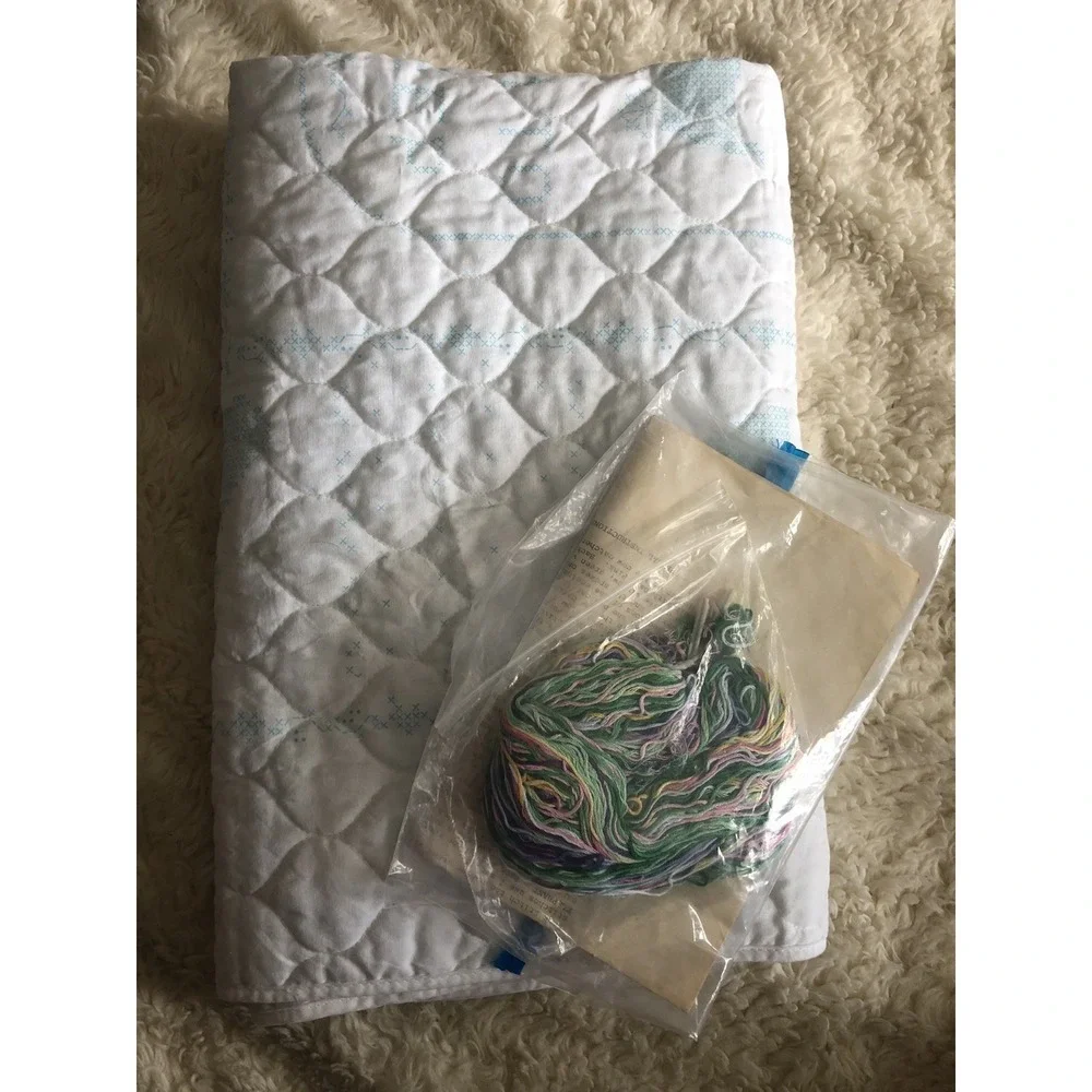 Vintage Janlynn Baby Nursery Time Quilt Kit 1985 Printed Cross Stitch #269-11